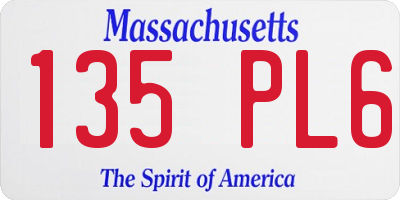 MA license plate 135PL6