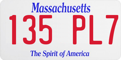 MA license plate 135PL7