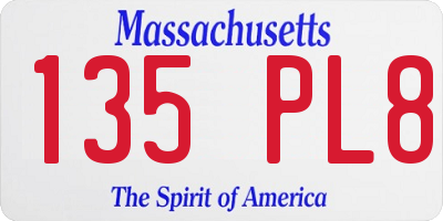 MA license plate 135PL8