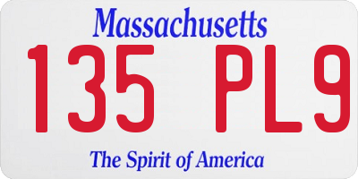 MA license plate 135PL9