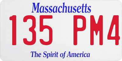 MA license plate 135PM4