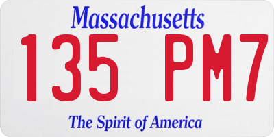 MA license plate 135PM7