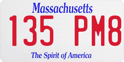 MA license plate 135PM8