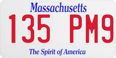 MA license plate 135PM9