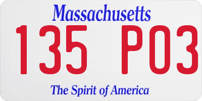 MA license plate 135PO3