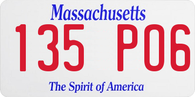 MA license plate 135PO6