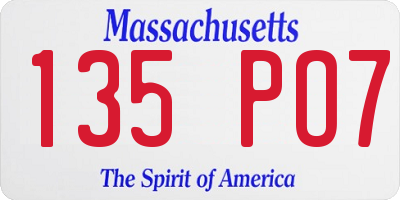 MA license plate 135PO7