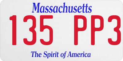 MA license plate 135PP3