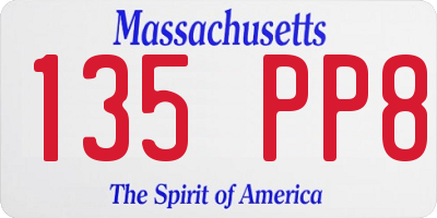 MA license plate 135PP8