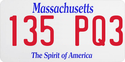 MA license plate 135PQ3