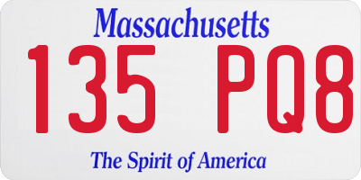 MA license plate 135PQ8