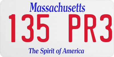 MA license plate 135PR3