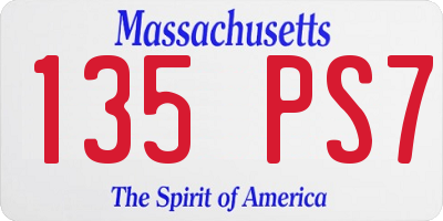 MA license plate 135PS7