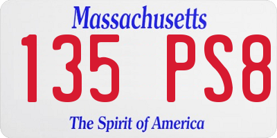 MA license plate 135PS8