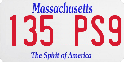 MA license plate 135PS9