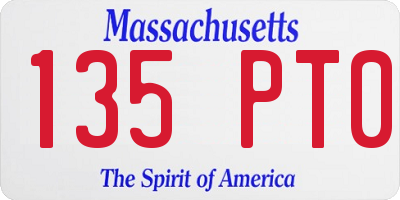 MA license plate 135PT0