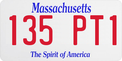 MA license plate 135PT1