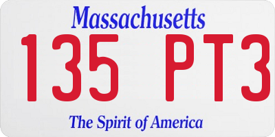 MA license plate 135PT3