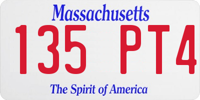 MA license plate 135PT4