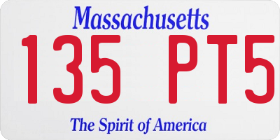 MA license plate 135PT5