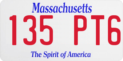 MA license plate 135PT6