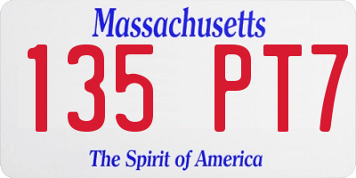 MA license plate 135PT7