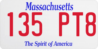 MA license plate 135PT8