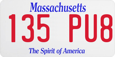 MA license plate 135PU8