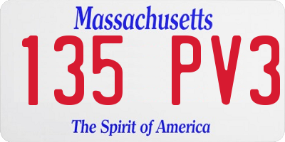 MA license plate 135PV3