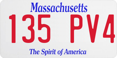 MA license plate 135PV4