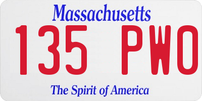 MA license plate 135PW0