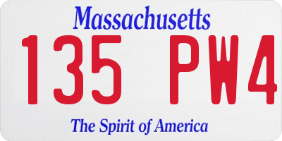 MA license plate 135PW4