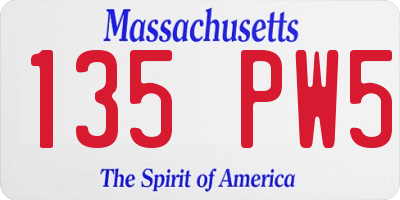MA license plate 135PW5