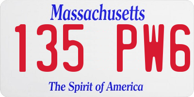 MA license plate 135PW6