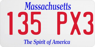 MA license plate 135PX3