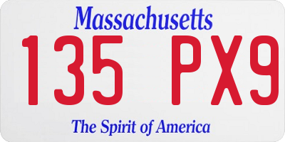MA license plate 135PX9