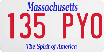MA license plate 135PY0