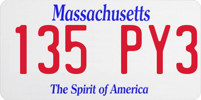 MA license plate 135PY3