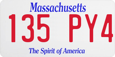 MA license plate 135PY4