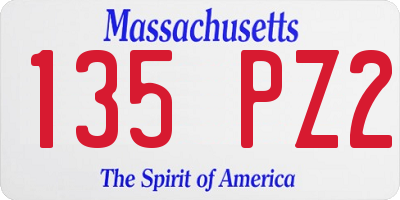MA license plate 135PZ2