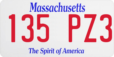 MA license plate 135PZ3