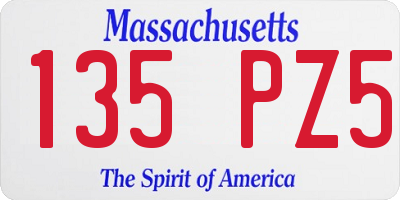 MA license plate 135PZ5