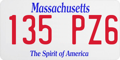 MA license plate 135PZ6