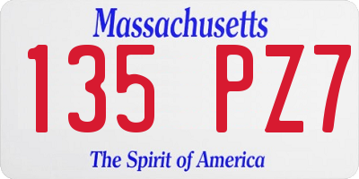 MA license plate 135PZ7