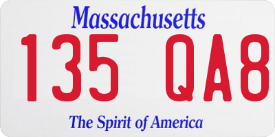 MA license plate 135QA8