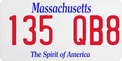 MA license plate 135QB8