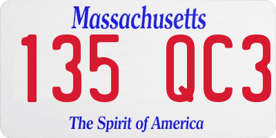 MA license plate 135QC3