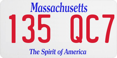 MA license plate 135QC7