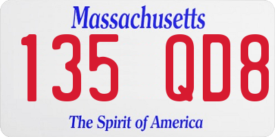 MA license plate 135QD8