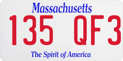 MA license plate 135QF3